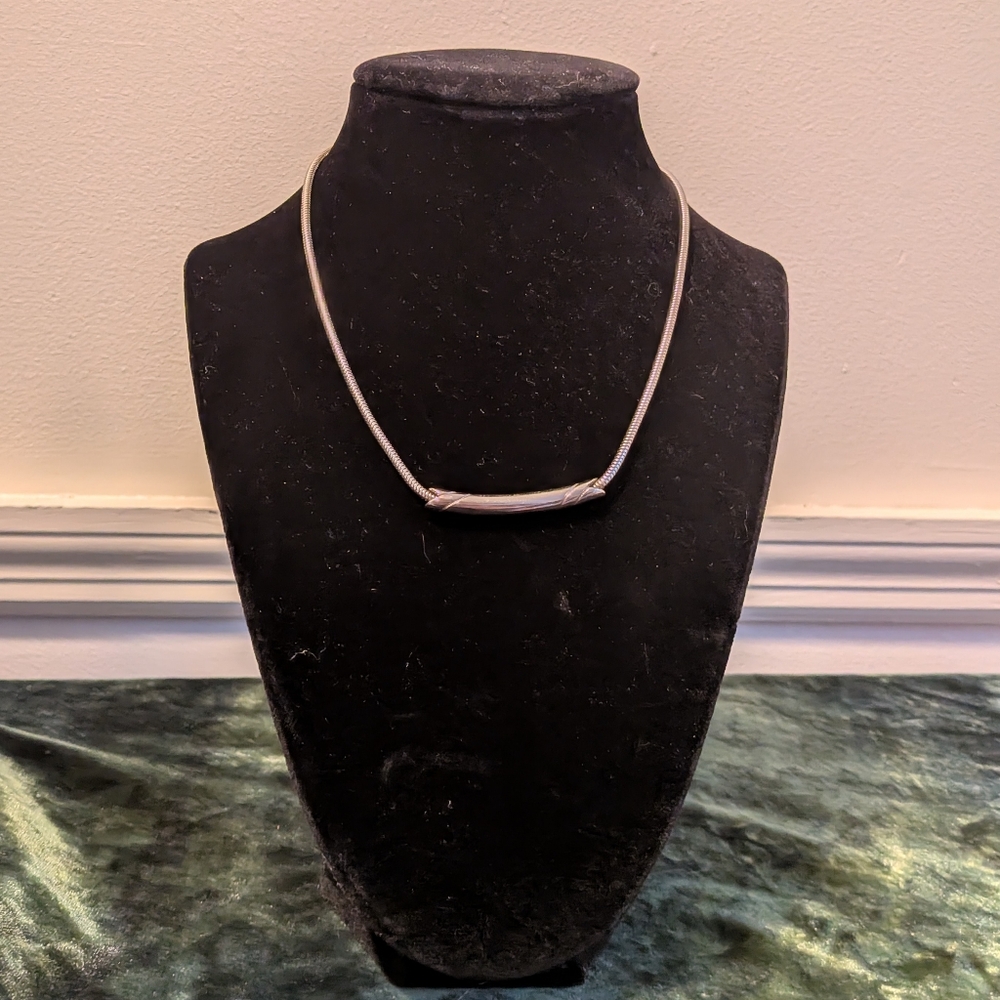 Vintage Monet Silver Tone Chain Curve Necklace